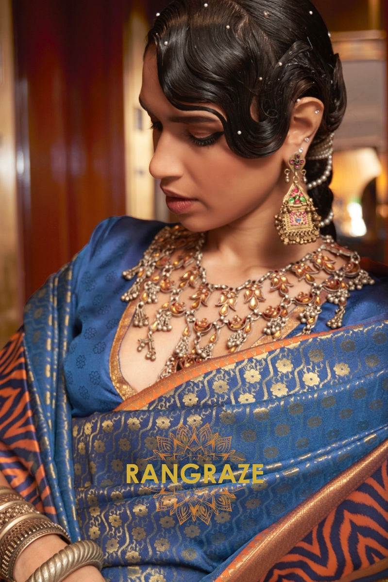 Royal Blue Woven Banarasi Silk Saree