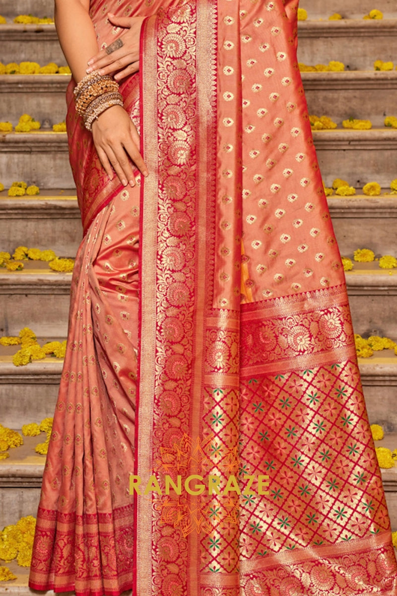 Mystic Pink Heavy Work Festive Banarasi Silk Saree