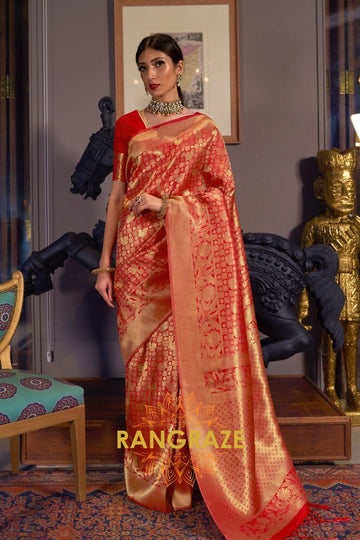 Bridal Red Golden Kanjivaram Silk Saree