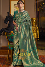 Royal Green Golden Kanjivaram Silk Saree
