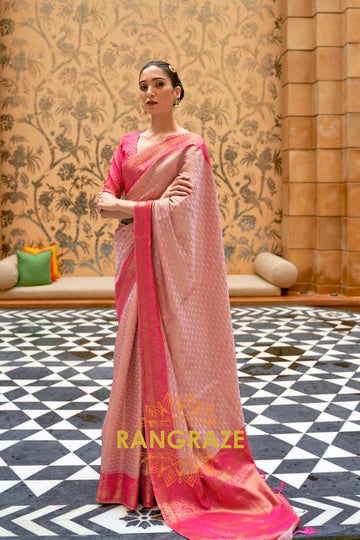 Cherry Blossom Pink Kanjivaram Silk Saree