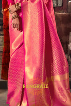 Royal Pink Golden Kanjivaram Silk Saree