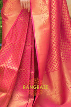 Rose Pink Zari Woven Kanjivaram Silk Saree