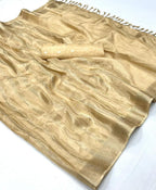 Champagne Cream Elegance Handloom Woven Banarasi Silk Saree