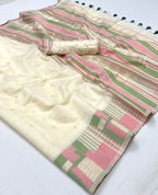 Ivory Whisper Woven Cotton Silk Saree