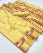 Marigold Yellow Woven Cotton Silk Saree