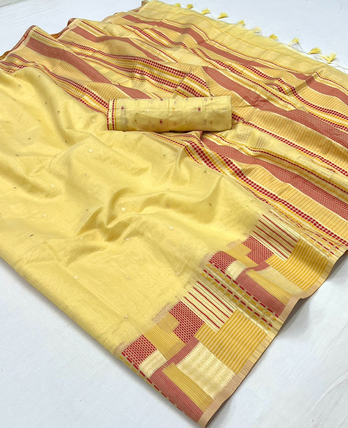 Marigold Yellow Woven Cotton Silk Saree