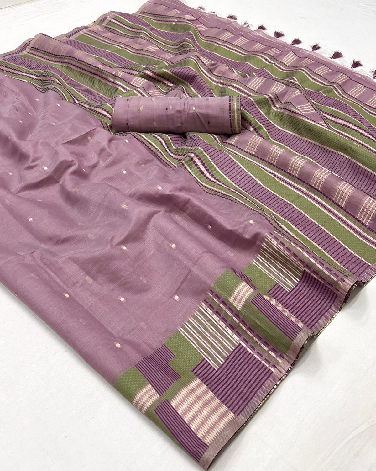 Lavender Mist Woven Cotton Silk Saree