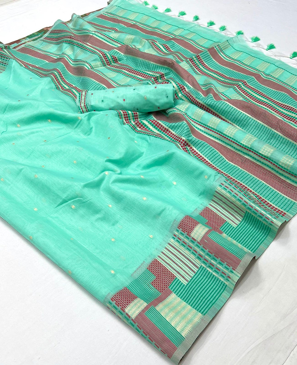 Meadow Green Woven Cotton Silk Saree
