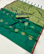 Green Majesty Banarasi Handwoven Silk Saree