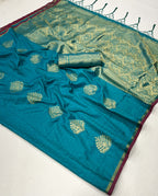 Turquoise Enchantment Banarasi Handwoven Silk Saree