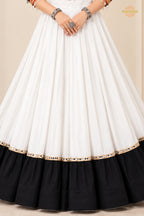 White And Black Stitched Embroidered Rayon Cotton Lehenga Choli Set