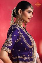 White Embroidered Silk Saree With Designer Border