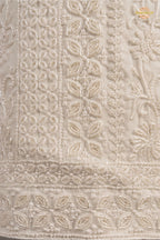 White Readymade Bead Work Chinon Palazzo Suit