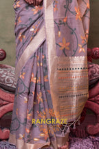 Lilac Woven Jamdani Cotton Silk Saree