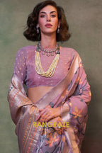 Lilac Woven Jamdani Cotton Silk Saree