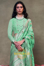 Light Green Woven Jamdani Cotton Silk Saree