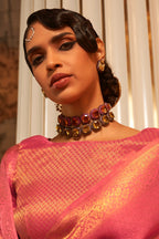 Honey Orange Woven Dual Tone Kanjivaram Silk Saree