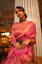 Honey Orange Woven Dual Tone Kanjivaram Silk Saree