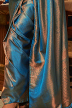 Royal Blue Woven Dual Tone Kanjivaram Silk Saree