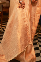 Golden Beige Woven Dual Tone Kanjivaram Silk Saree
