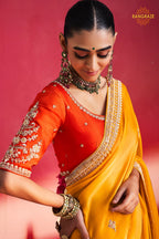 Yellow Embroidered Silk Saree With Designer Border