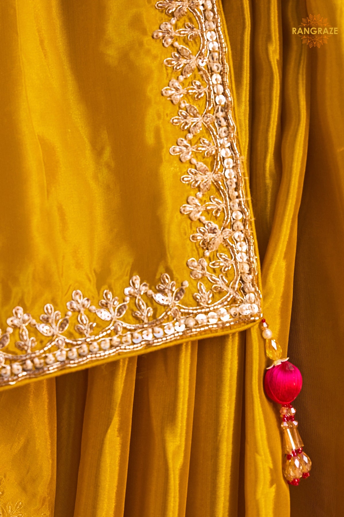 Yellow Embroidered Silk Saree With Designer Border