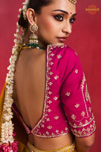 Yellow Embroidered Silk Saree With Designer Border