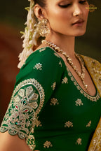 Yellow Embroidered Viscose Tissue Saree