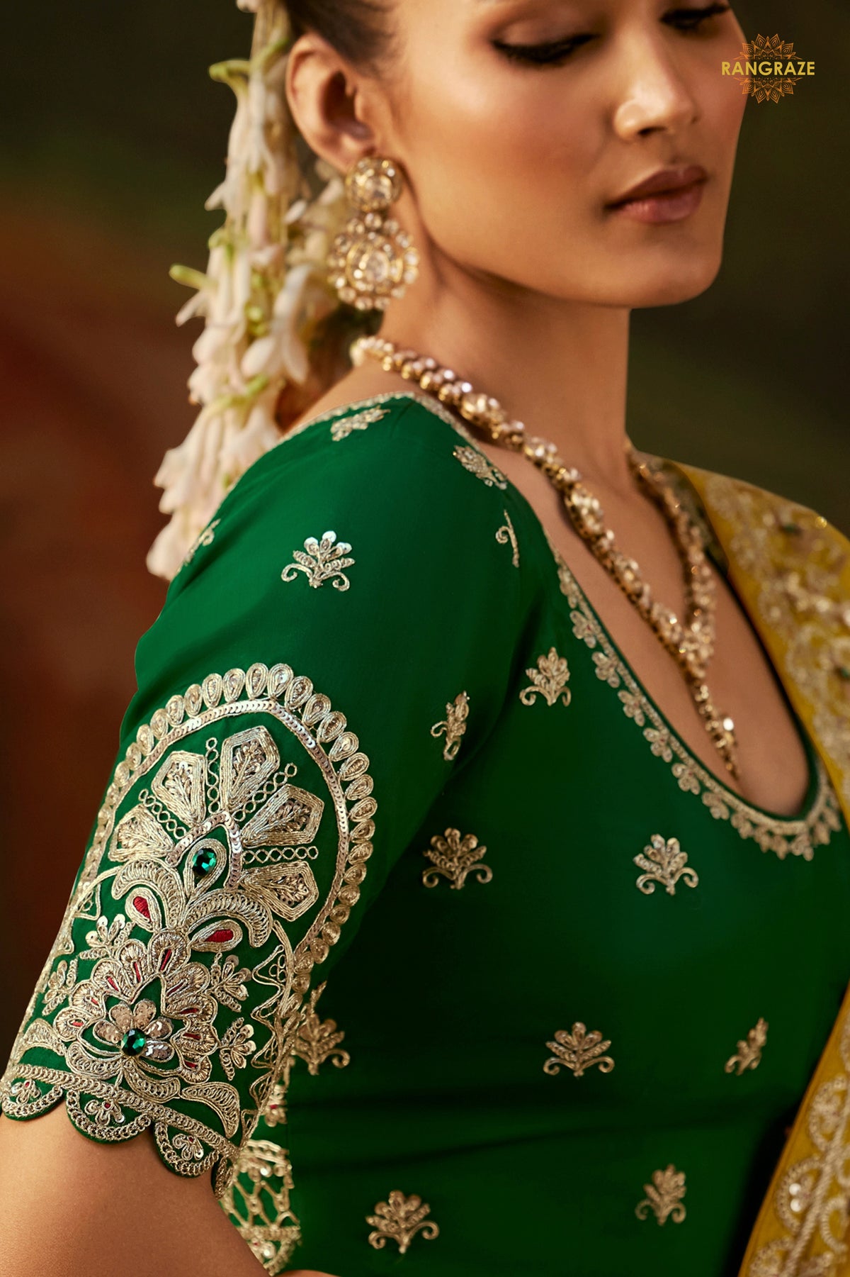 Yellow Embroidered Viscose Tissue Saree