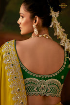 Yellow Embroidered Viscose Tissue Saree