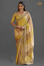 Yellow Embroidred Fancy Silk Saree