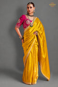 Yellow Embroidered Silk Saree With Designer Border