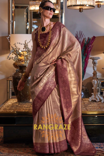 Maroon Majesty Zari Tissue Silk Saree