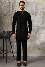 Black Bead Work Japanese Men Kurta Pajama