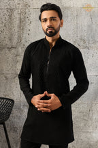 Black Bead Work Japanese Men Kurta Pajama
