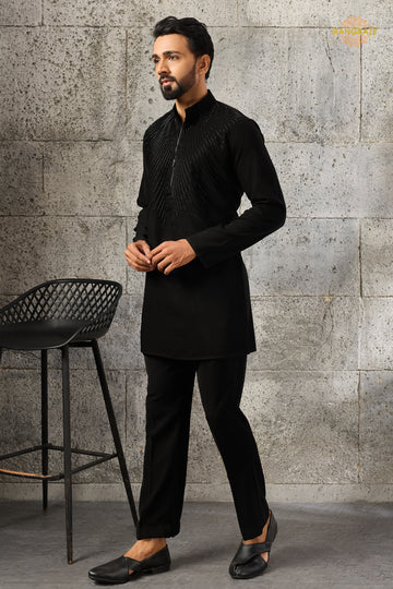 Black Bead Work Japanese Men Kurta Pajama