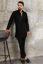 Black Bead Work Japanese Men Kurta Pajama