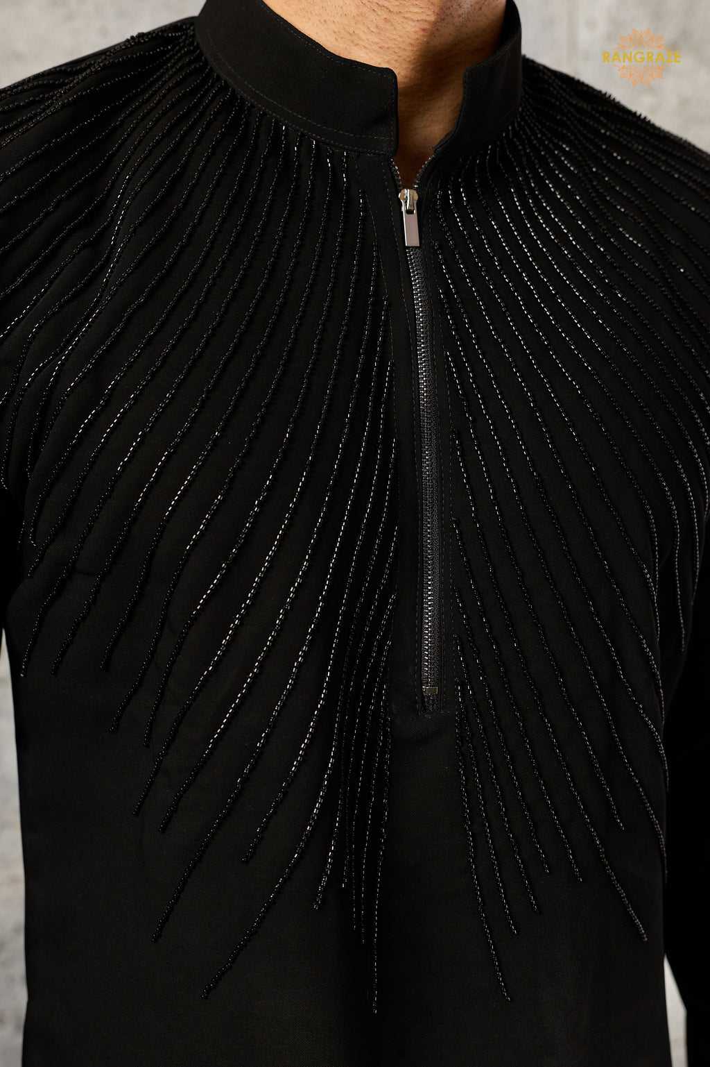 Black Bead Work Japanese Men Kurta Pajama