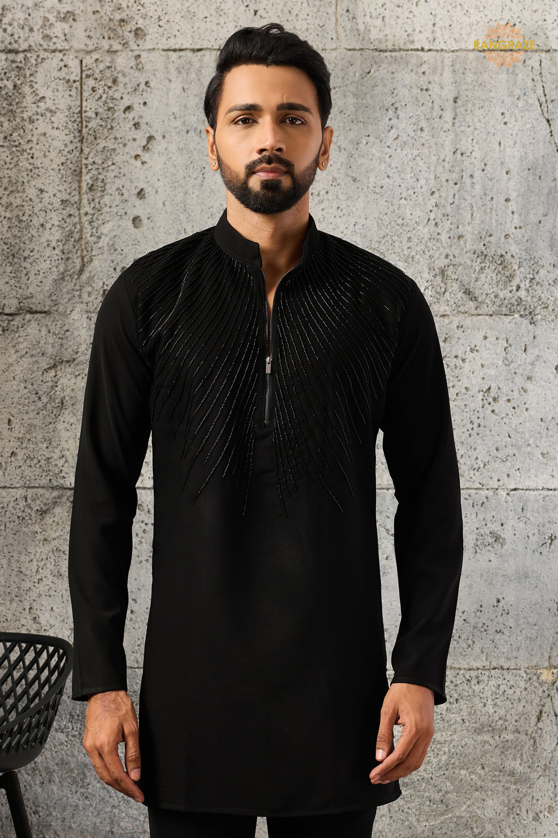 Black Bead Work Japanese Men Kurta Pajama