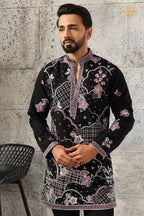 Black Embroidered Japanese Men Kurta Pajama