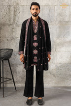 Black Embroidered Japanese Men Kurta Pajama With Dupatta
