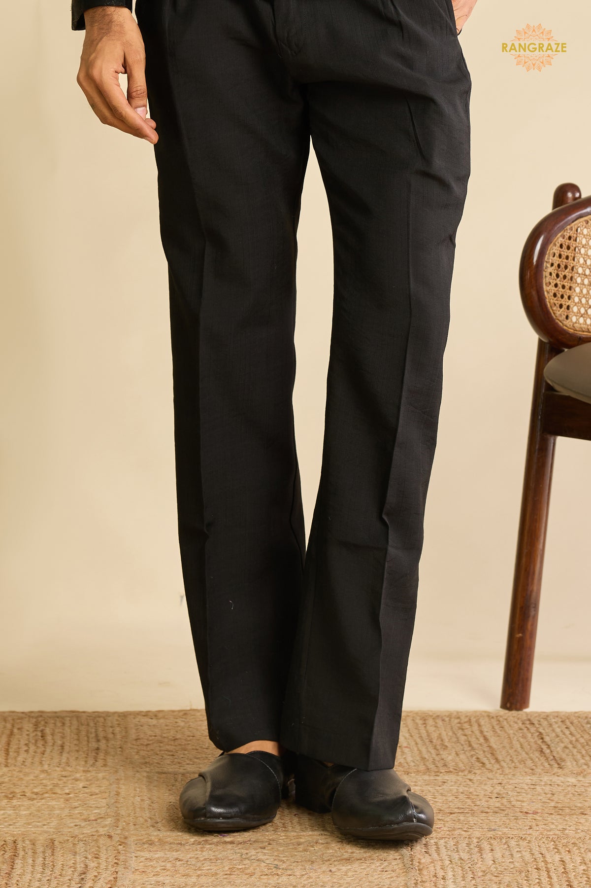 Black Embroidered Velvet Men Jacket and Pant Set with Mirror Work