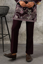 Deep Plum Embroidered Japanese Men Kurta Pajama