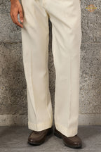 Off White Embroidered Velvet Men Jacket and Pant Set with Mirror Work