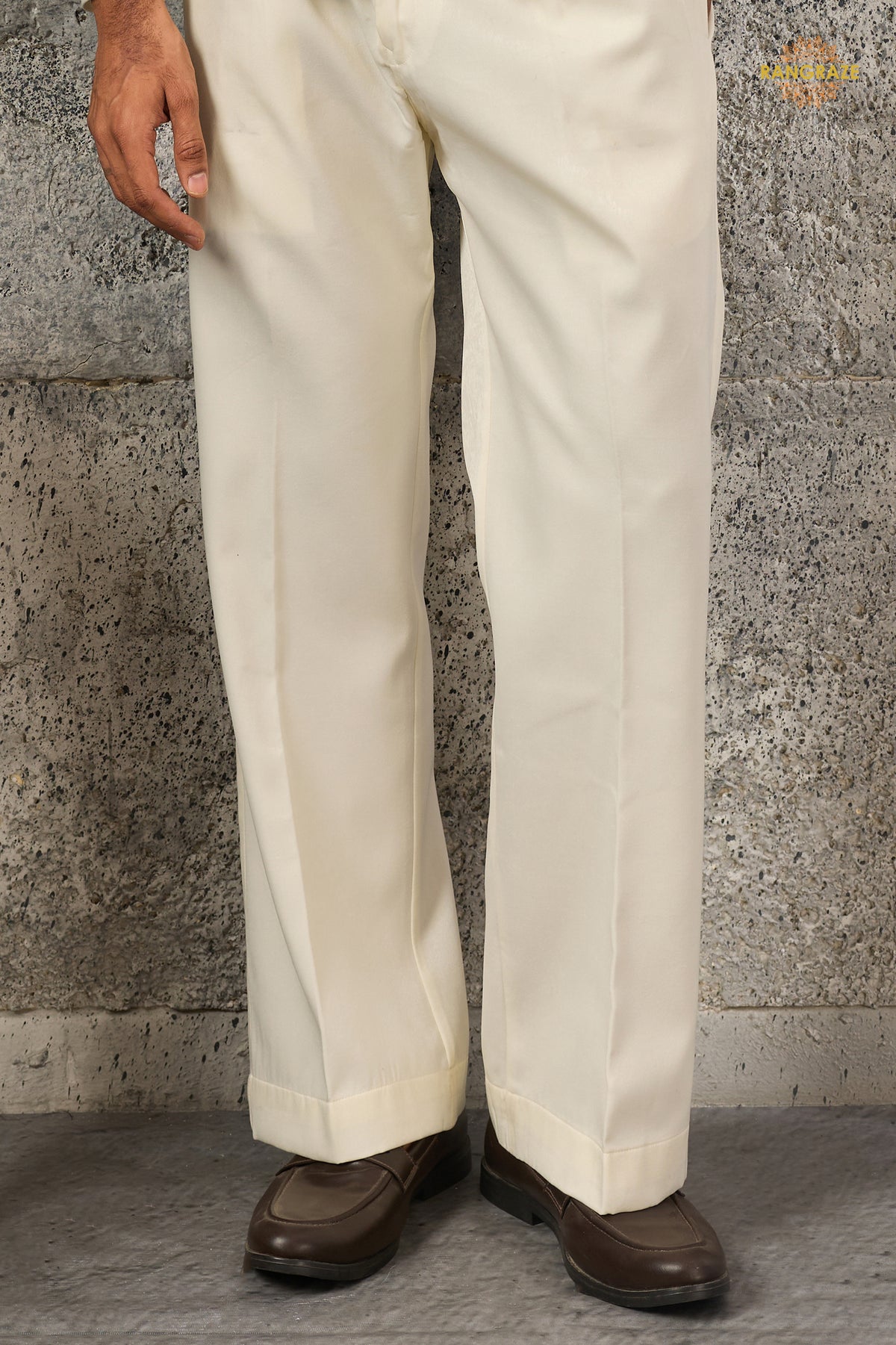 Off White Embroidered Velvet Men Jacket and Pant Set with Mirror Work