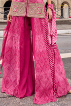 Pink Stitched Embroidered Simar Palazzo Suit