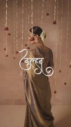 Moonlight Elegance: Designer Embellished Bridal Silk Saree