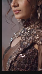 Chocolate Brown Lustrous Satin One Minute Saree with Readymade Designer Blouse & Belt