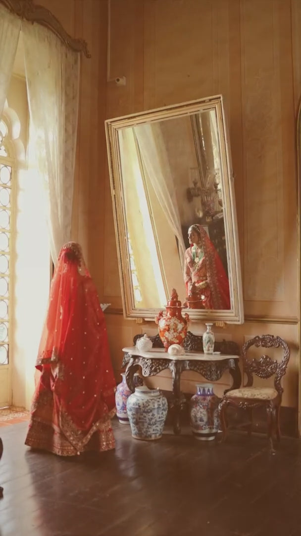 Classic Bridal Red Double-Dupatta Silk Lehenga – A Legacy of Grandeur